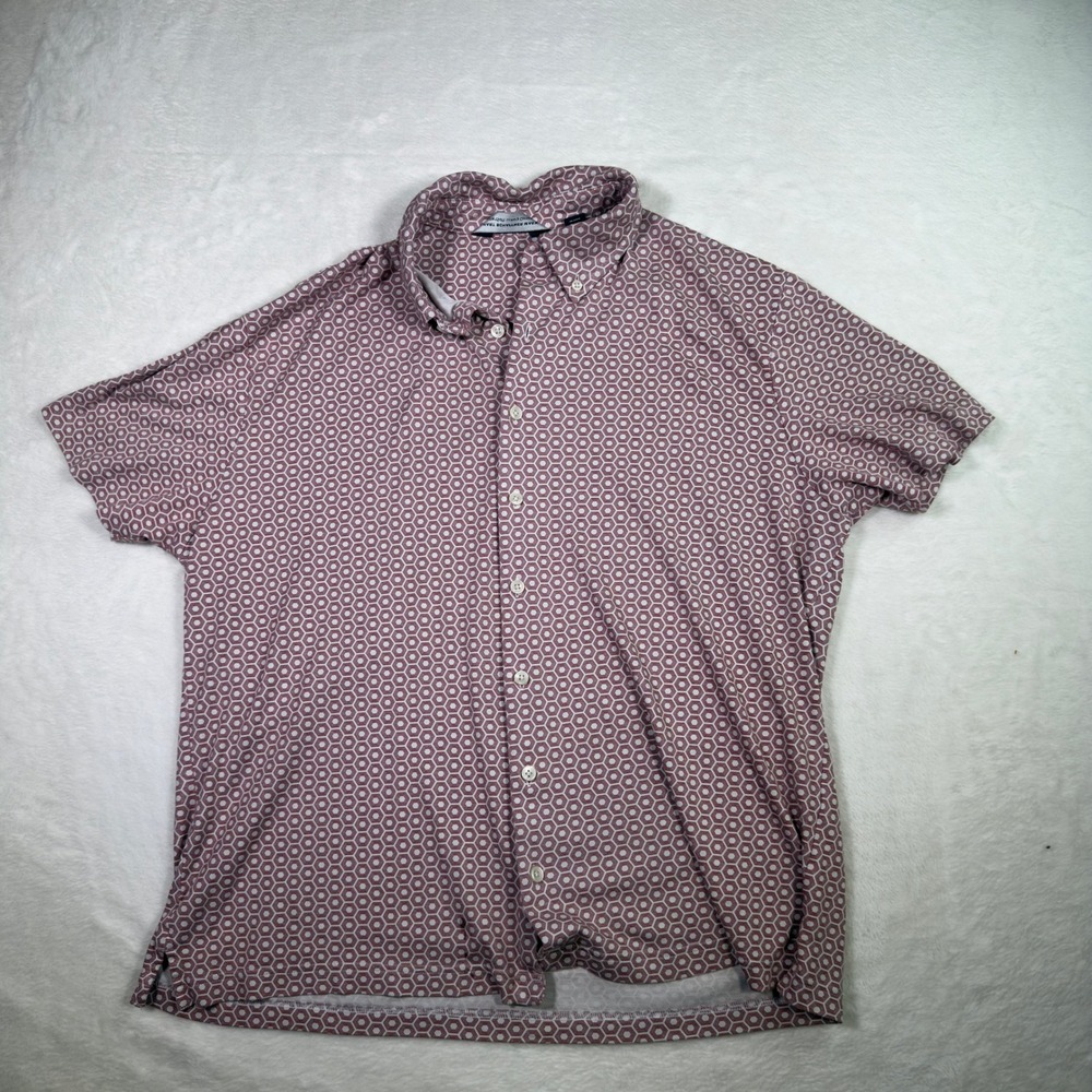 Hart Schaffner Marx Luxury Cotton Mens Geometric‎ Print Button Down Shirt Large
